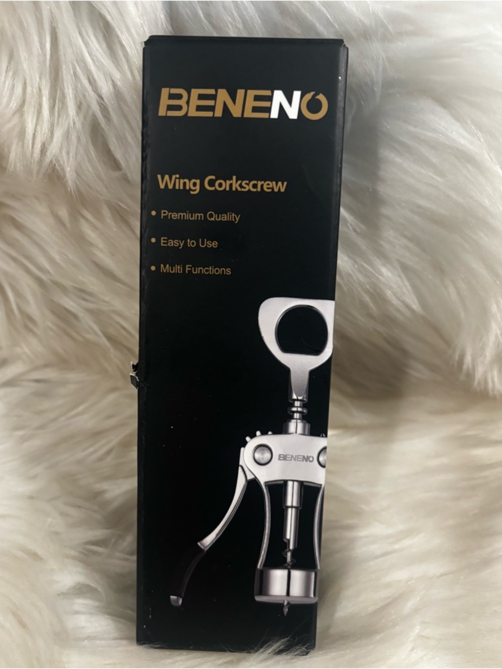 Beneno Wine Opener, Zinc Alloy Premium Wing Corkscrew with Bottle Opener